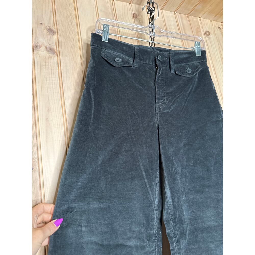 NWT J. Crew Wide Leg Trouser Pants Black Washed Velvet Soft Luxe Sz 26P Petite - Picture 3 of 8